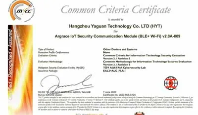 雅觀科技IoT模組榮獲CC認證，為產品信息安全保駕護航